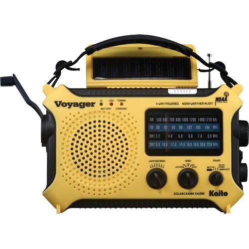 Kaito Voyager Pro KA600 Emergency Radio - Solar/Crank Powered AM/FM/SW/NOAA Weather Alert With Phone Charger & Flashlight