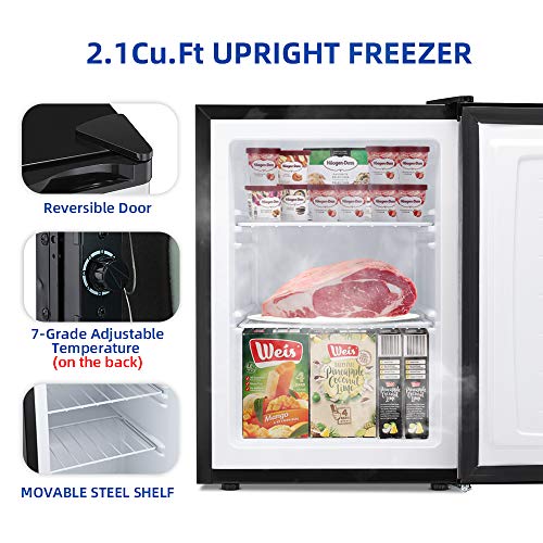 Kismile Upright Freezer,2.1 Cu.ft Mini Freezer with Reversible Single