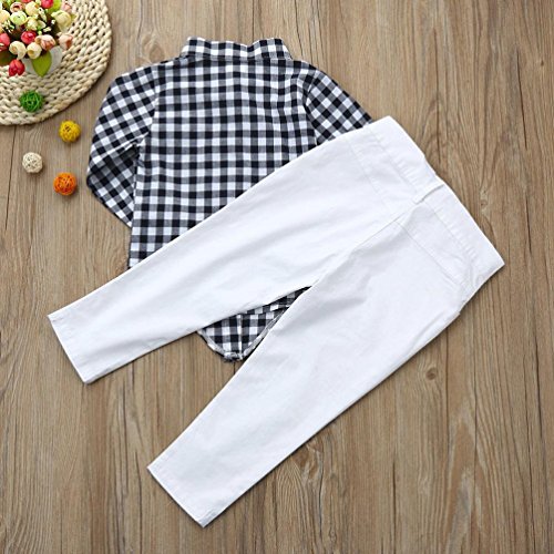 FEITONG Toddler Kids Baby Girl Plaid Tops+Demin Pants, 2Pcs Outfits Clothes Set (2Years, White)