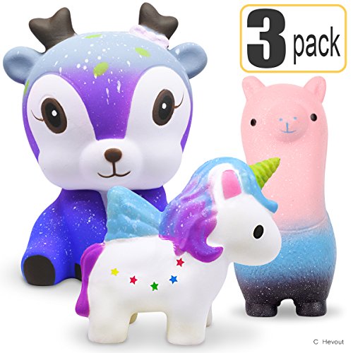 Hevout squishie ibloom squshies llama squishy package of unicorn Galaxy Deer for kids toys