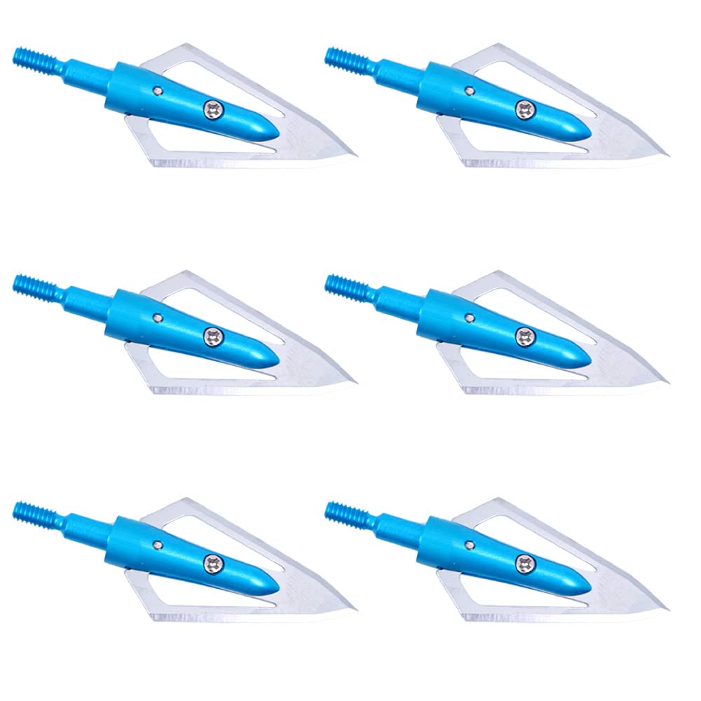 CENPEK 6pcs Archery Hunting Crossbow Bolts Target Practice Arrows Archery Hunting Broadheads 100 Grain 2 Blade Broad Screw Tips Arrow Heads