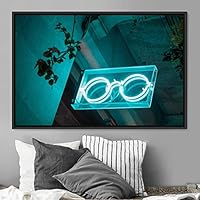 Framed Canvas Wall Art Illuminated Words 3D Industrial Inspirational Multicolor Neon Pop Art Quotes Typography Urban - 16x24 inches