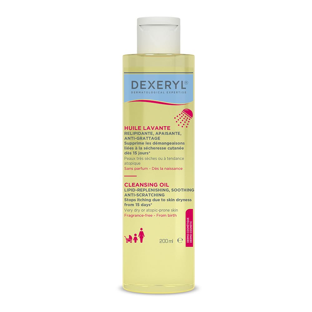 Dexeryl Washing Oil, 200ml, [Travel Size], Soothing, Scratch-Resistant, Very Dry Skin, Breathable, perfumed