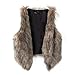 Dikoaina Fashion Women Faux Fur Waistcoat Short Vest Jacket Coat Sleeveless Outwear (M)