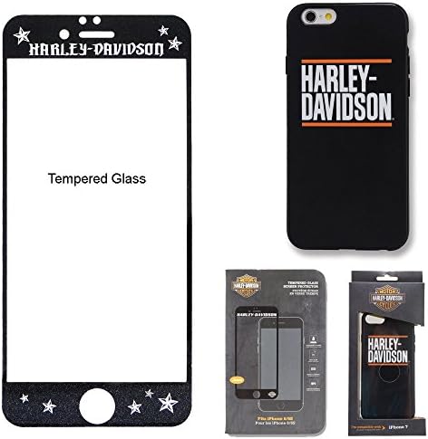 Harley Davidson iPhone 7 Semi Rigid Red Black Cover and Stars Harley Davidson Tempered Glass Screen Guard.