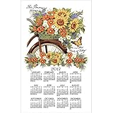 2017 Bicycle Floral Susan Winget Linen Towel Calendar (F3343)