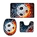CHAQLIN Cool Fire Water Soccer Printing Modern Home Bathroom Rug Set Soft Flannel Sport Style