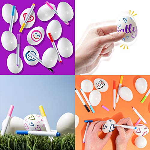 Prextex 12 Maracas Egg Shakers Musical Percussion Toy 12 White Plastic Easter Eggs in Carton