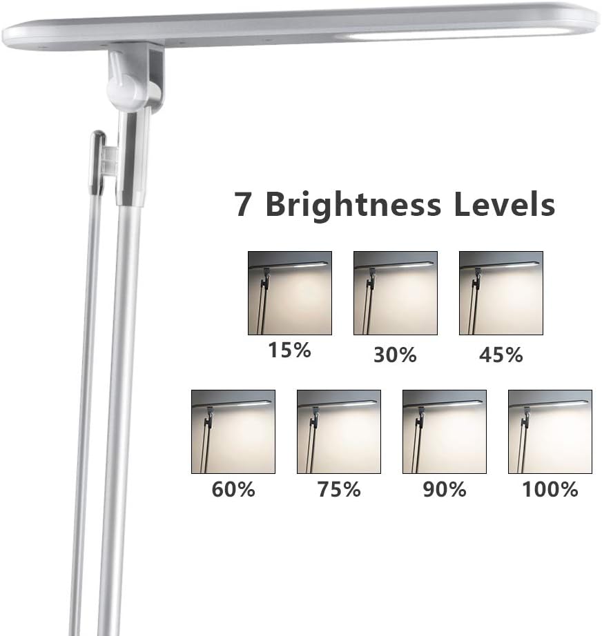 Desk Lamp, JUKSTG 36pcs LEDs 14W 7 Dimming Levels Table Lamps with 4 Lighting Modes, Folding Led Desk Lamps, 1-Hour Auto Timer, USB Charging Port, Touch-Sensitive Control, 5V Reading Lamps, Silver: Home Improvement
