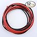 Glarks 12 Gauge/AWG Silicone Wire 12 Feet (6ft Black and 6ft Red) High Temperature Resistant Super Soft Flexible Silicone Wire