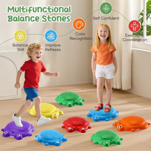 Jradse Frog March Stones for Children, 8 Pieces of Non-Slip Sensory Calculations, Indoor/Outdoor Motor Set 3-8 Years, Develops Motor Skills, Supports 120 kg