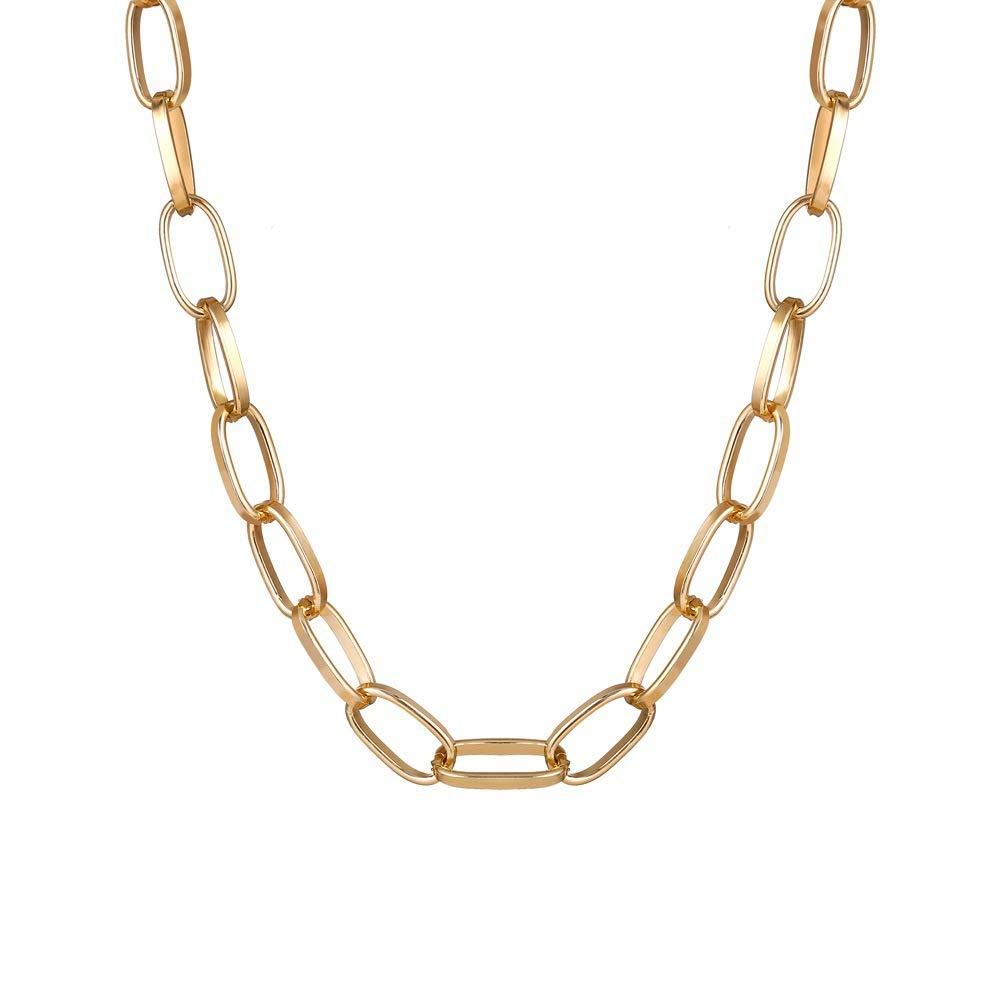 BSLVWG Punk Layered Necklace Choker Gold Miami Choker Necklace Cuban Curb Link Chain Necklace Double Layer Chunky Choker Flat Chain Necklace Jewelry for Women and Girls