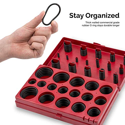 407PCS Inch O-Ring Kit, 407 Orings in 32 Universal Sizes, Buna-N Rubber 70A Durometer, SAE AS-568, Automotive Car Vehicle Plumbing Gasket Set Faucet Repair Stop Leaks Assortment
