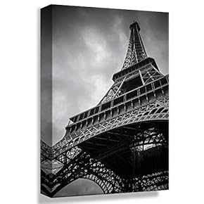 Black White Eiffel Tower in Paris Painting Artwork...