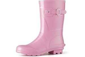 HISEA Women's Mid Calf Rubber Rain Boots Waterproof Wellington Garden Boots