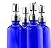 Cornucopia Brands 8-Ounce Cobalt Blue Glass Bottles w/Stainless Steel Lotion Pumps (4-Pack); Boston Round Dispensers for Aromatherapy, DIY, Lotions & Liquid Soap