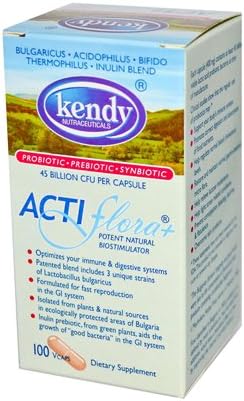 Kendy USA Prebiotic Probiotic Symbiotic ActiFlora Plus - 100 Capsules