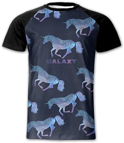 FTOPSBY Galaxy Glittering Unicorn Galaxy Mens Comfortable Raglan T-Shirt Short-Sleeve T-Shirt
