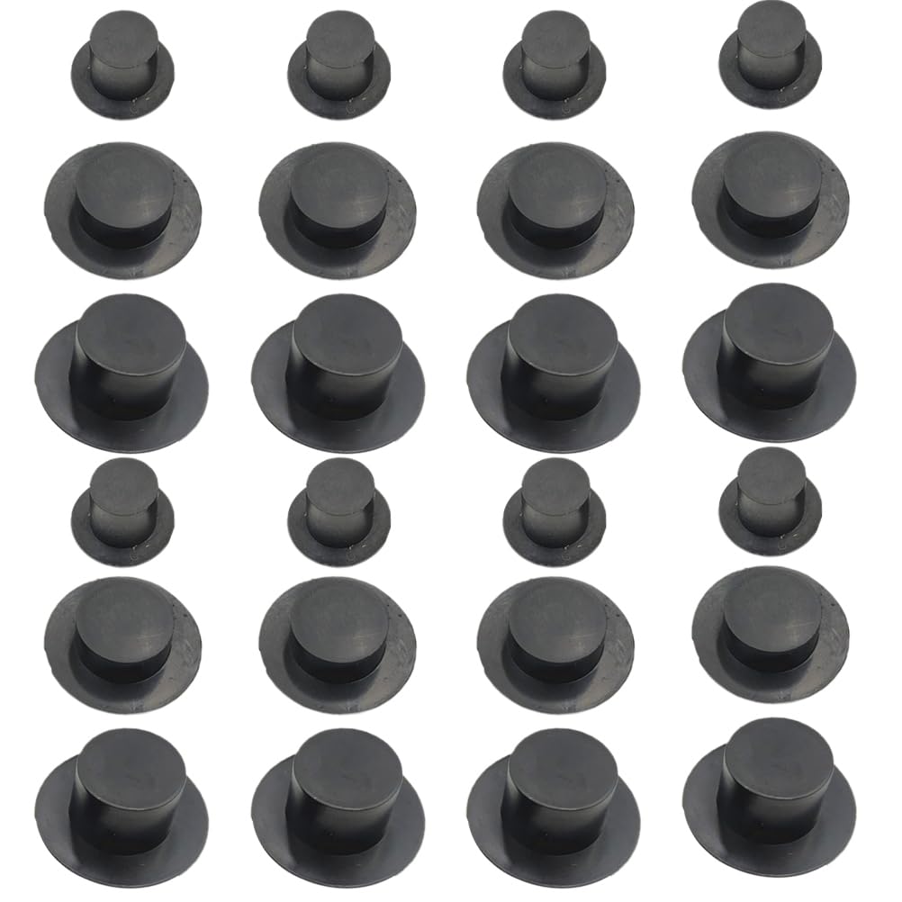 TOYANDONA 60pcs Christmas Mini Black Top Hats, Mini Snowman Hats DIY Snowman Ornament Kit Miniature Top Hats for Art and Crafts ( Three sizes of large, medium, and small| Mixed Style )