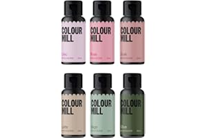 Colour Mill Botanical Pack Aqua Blend Water-Based Food Coloring, 20 Milliliters Dusk, Latte, Lilac, Olive, Rose & Sage
