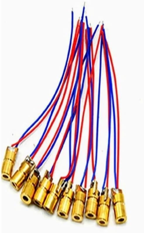 ARTBE 10x 650nm 1mW Red Laser Dot Diode Module 3V Focusable Brass Lens 6x10mm