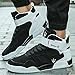 QANSI Men's Classic Leather High Top Lace Up Sneakers Sports Shoes Black/White 10.5 M US