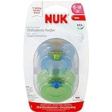 NUK Natural Shape Orthodontic Pacifiers, Latex, 6-18 Months Colors May Vary 2 ea