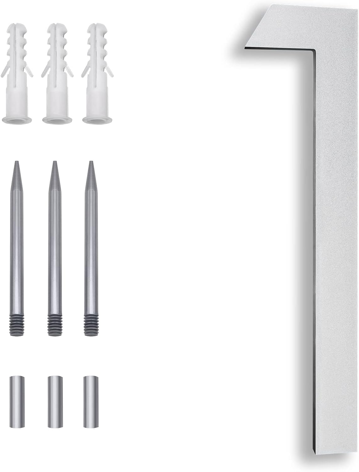 Address Signs - 8 Inch Modern House Numbers, Address Numbers For Houses Large Silver Exterior Street Metal floating house numbers for outside Floating Mount Or Flush Mount Aluminum Home House Numbers Silver 1