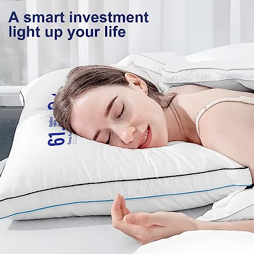Premium White Goose Feather And Down Bed Pillows,Firm And Supportive