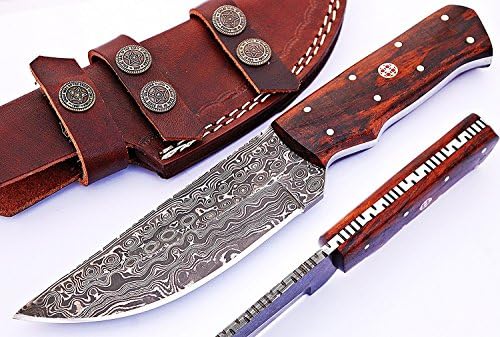 GRACE Custom Damascus Hunting Knife Made Of Damascus Steel -Stylish Handle with Brown Leather Sheath G1052