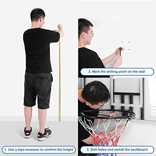 MaxKare 44 Inch Basketball Backboard WallMount Hoops & Goals Rim Combo