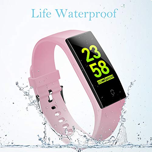 goopow Fitness Tracker HR, Sport Activity Tracker Watch with Heart Rate Monitor and Sleep Monitor, Smart Band Calorie, Step Counter, Pedometer Walking Watch for Women Men Kids (Pink)