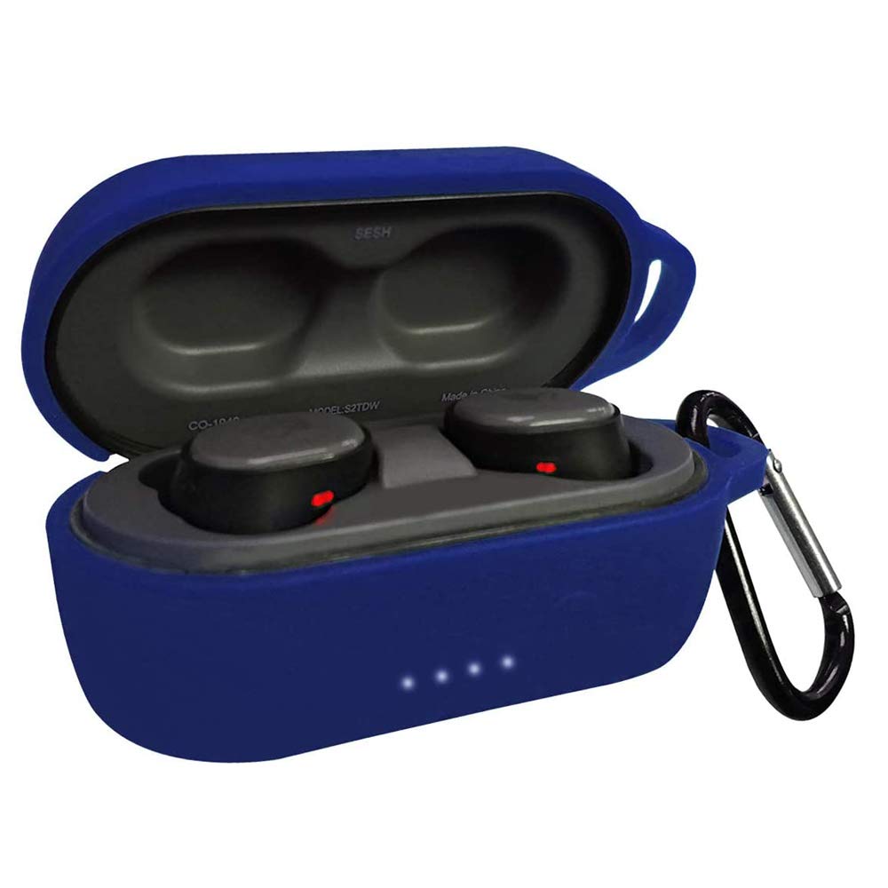 Compatible for Skullcandy Sesh，Giaogor Portable Silicone Case Anti-Lost & Shockproof Easy Carrying Protective Case with Keychain (Blue)