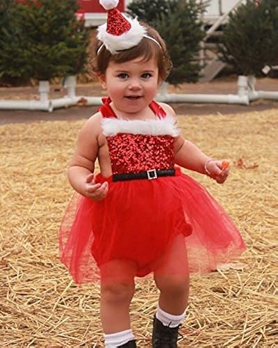 Newborn Baby Girl Rompers Santa Claus Jumpsuit Dress Christmas