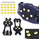 Wistar Hiking Cleats Ice Grippers Traction Ice Cleat and Tread Grip for Snow & Ice Black Rubber Spike Shoes and Boots
