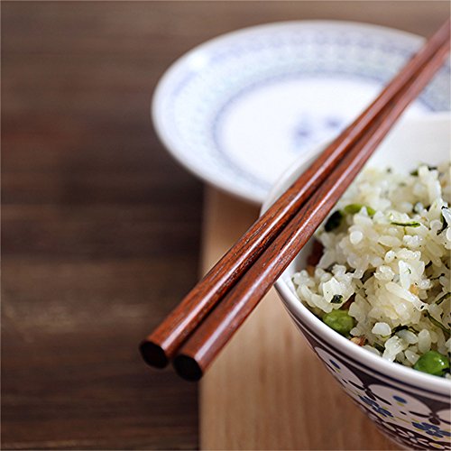 HuaLan Japanese Style Natural Wood Chopsticks Set Reusable Classic Style Chopsticks 5 Pairs Gift Set