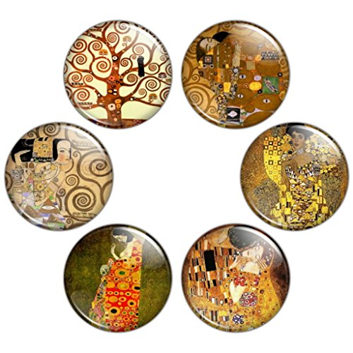 Button Bistro Women's Gustav Klimt Painting 1.25 inch Pinback Button Set Badges