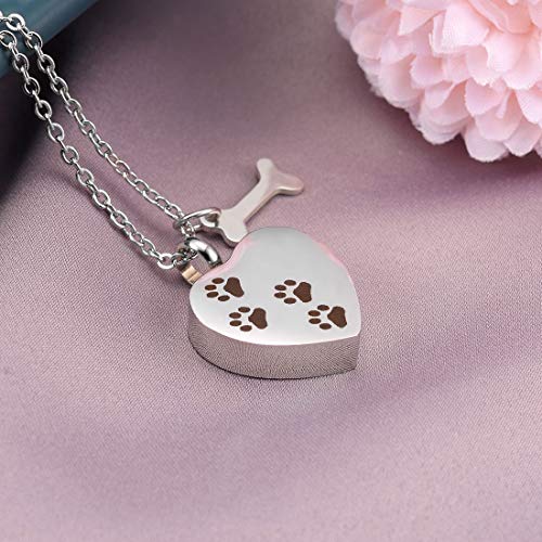 image for Cat Eye Jewels Memorial Ash Holder Urn Necklace Pet Print Heart Charm 