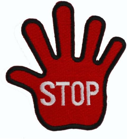 Brand-new Red Stop Hand Iron On Patch For Kids Baby - High Quality