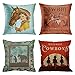 Emvency Set of 4 Throw Pillow Covers Retro Vintage Horse Western Cowboy Cow Girl Pet Cute Rodeo Decorative Pillow Cases Home Decor Square 18x18 Inches Pillowcases