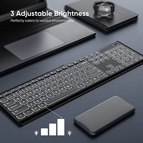 Qwecfly Wireless Keyboard, 2.4Ghz UltraSlim Rechargeable Backlit