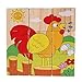 rolimate Educational Preschool Wooden Cube Block Travel Jigsaw Puzzles - Dog Sheep Duck Chicken Rabbit Dairy Cow, Birthday gift toy for Age 3 4 5 6 7 Years Old and Up Toddlers Kids Baby Boy