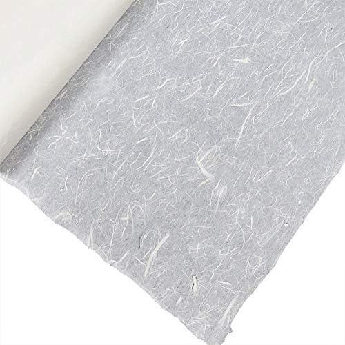 QJang Featured Handmade Rice Paper Half Ripe Xuan Paper Yunlong Paper Mulberry Paper White with Long Plant Fibre for Ink Brush Artworks Kanji Writing Watercolor Painting Practice