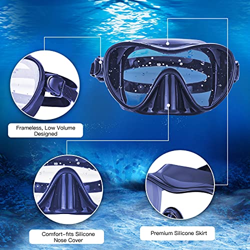 Keystand Dry Top Snorkel Mask, Upgrade Diving Snorkel Set,Adjustable Size Snorkeling Gear for