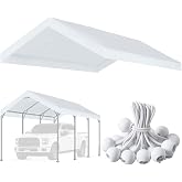 Vanteriam 10'x20' Carport Canopy Replacement Cover White (Top Only) | Carport Replacement Canopy