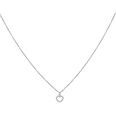 Jewels By Lux Sterling Silver Womens Cubic-Zirconia Heart Charm Necklace