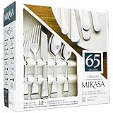 Mikasa 65 Piece Opulent Flatware Cutlery Dining Set for 12 - 18/10 Stainless Steel