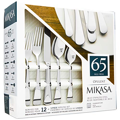Mikasa 65 Piece Opulent Flatware Cutlery Dining Set for 12 - 18/10 Stainless Steel