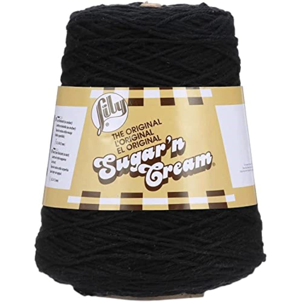 Lily Sugar N Cream Cones Black Yarn - 1 Pack of 14oz/400g - Cotton - #4 Medium - 706 Yards - Knitting/Crochet — image 1