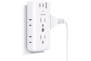 BESHON Outlet Extender Multi Plug Outlet, USB Wall Charger, 3-Sided Power Strip with 6 AC Outlet Splitter and 3 USB Ports (2 USB C), NO Surge Protector Cruise Essentials for Ship and Travel, Dorm, Office